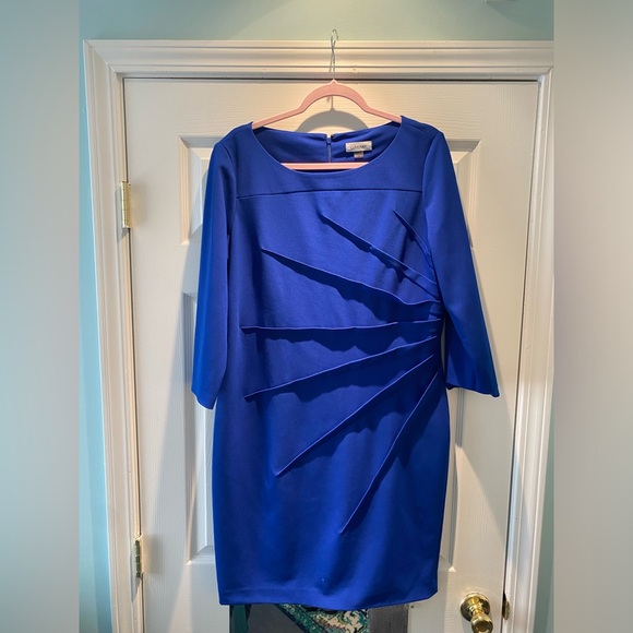 Calvin Klein Blue Sunburst Dress Size 16 - Picture 1 of 4
